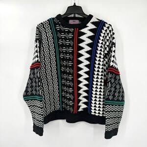 Vintage 90s Concrete Mix Acrylic Sweater Cosby Style 3D Biggie Men's Size XL